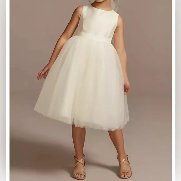 David’s Bridal Flower Girl or Communion Dress with tulle and ribbon waist - Picture 2 of 3